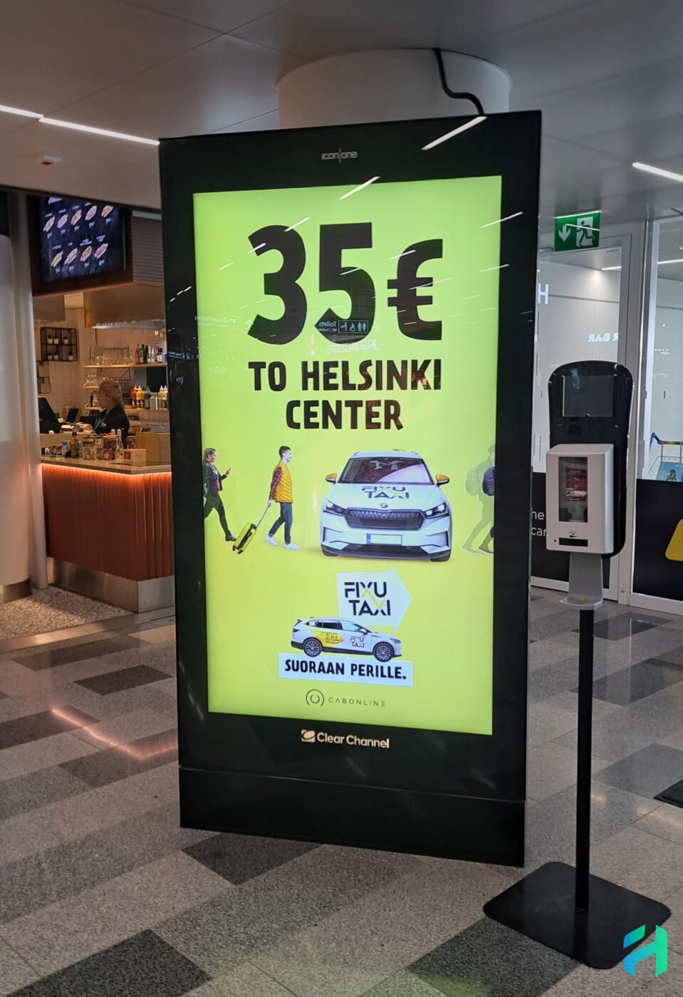 Big taxi advertisement at the airport