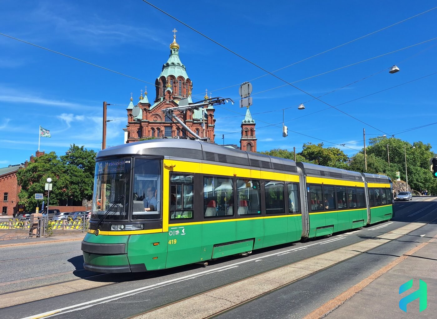 A tram in the Helsinki Centre